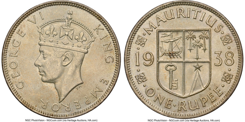 British Colony. George VI Rupee 1938 MS64 NGC, KM19. A more difficult date from ...