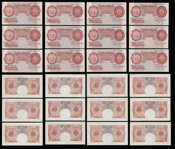 Ten Shillings O'Brien B271, 1955 (20) various mid prefixes in collectable grades...