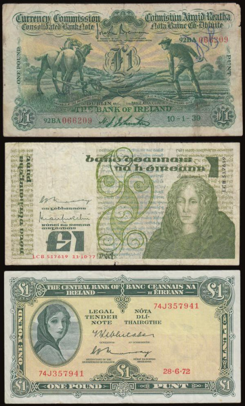 Ireland Currency Commission Ploughman £1 dated 10-1-39 for The Bank of Ireland, ...