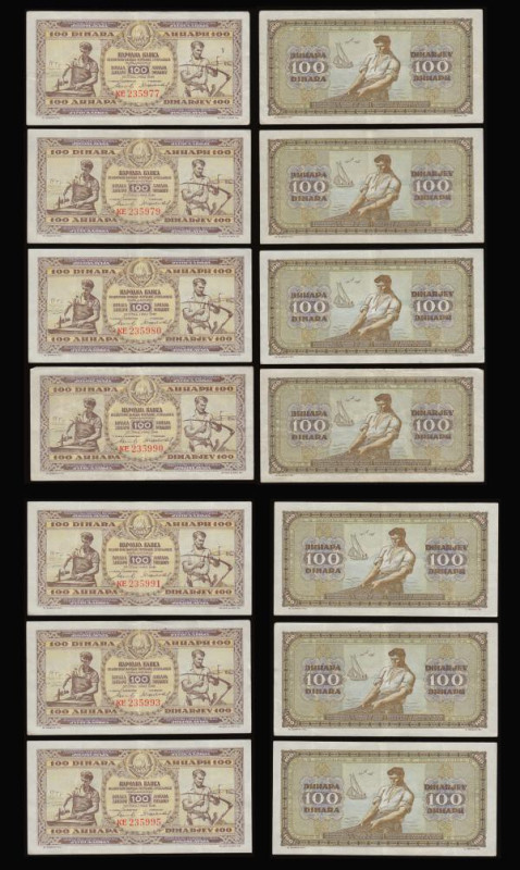 Yugoslavia 100 Dinara 1 May 1946 Pick 65 (10) GVF or better two sequential other...