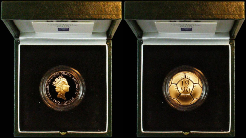 Two Pounds 1996 Euro 96 Football Gold Proof S.K7, one small nick on the reverse ...