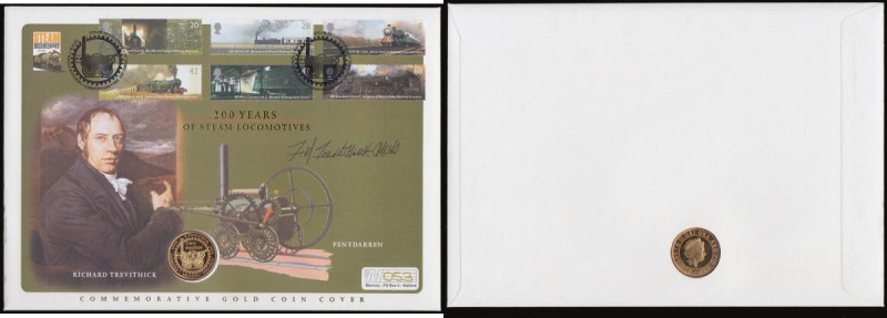 Two Pounds 2004 Trevithick's Locomotive Gold Proof FDC in Westminster's The Grea...