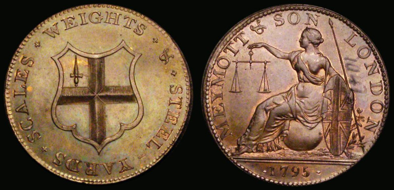 Halfpenny 18th Century Middlesex - Weymott's 1795 Obverse: Britannia seated left...