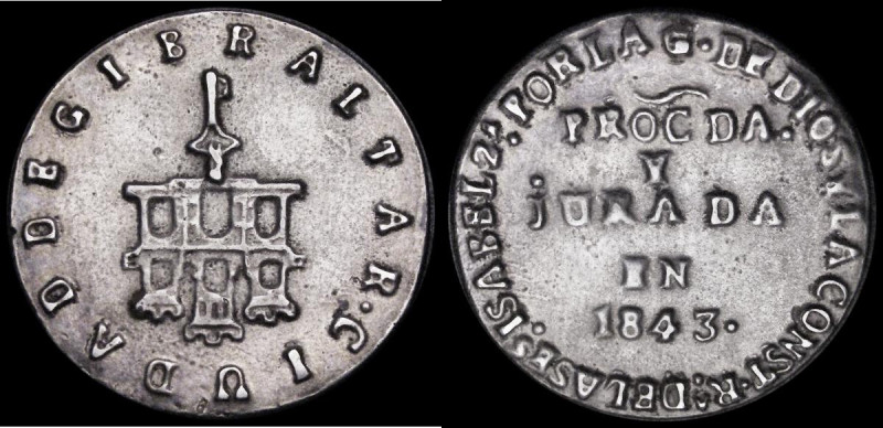 Spain Proclamation Medal 1843 33.5mm diameter in cast base silver Obverse: PROCD...