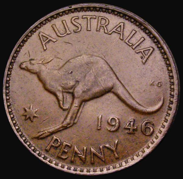 Australia Penny 1946 KM#36 Good Fine with some contact marks and small rim nicks...