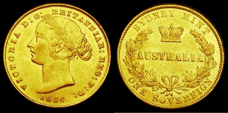 Australia Sovereign 1866 Sydney Branch Mint Marsh A371, EF and lustrous with som...