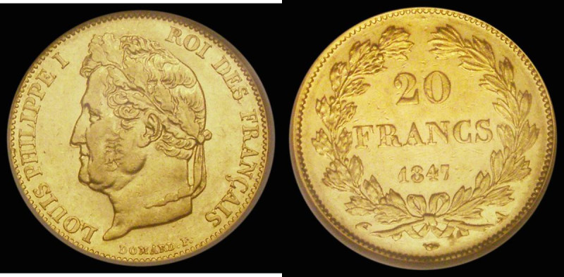 France 20 Francs Gold 1847A Paris Mint KM#750.1, in an NGC holder and graded AU5...