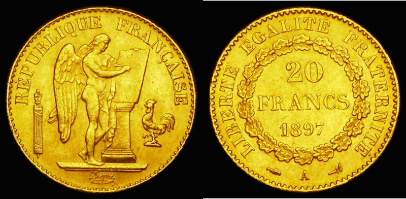 France 20 Francs Gold 1897A Paris Mint, KM#825 GVF/NEF