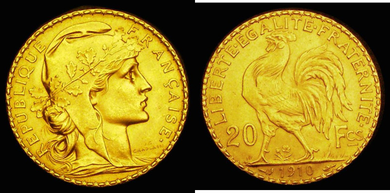 France 20 Francs Gold 1910 KM#857 Lustrous UNC