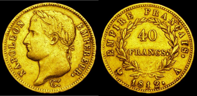 France 40 Francs Gold 1812A Paris mint, KM#696.1 Good Fine/Fine