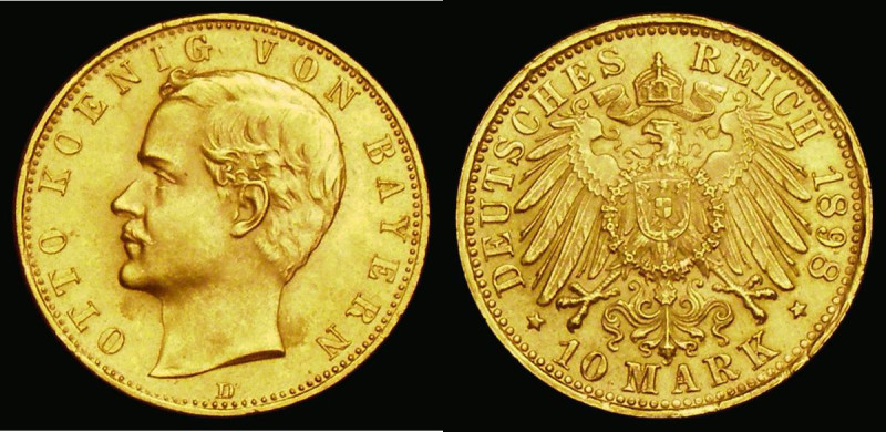 German States - Bavaria Ten Marks Gold 1898D KM#911 AU/GEF