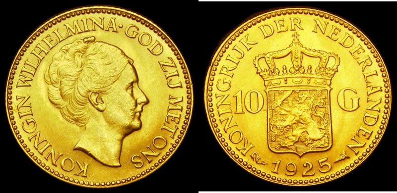 Netherlands Ten Gulden Gold 1925 KM#162 Lustrous UNC