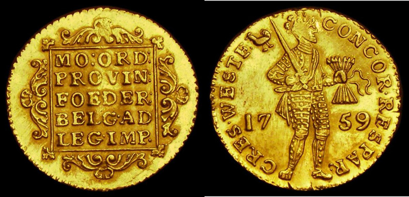 Netherlands West Friesland Gold Ducat 1759 K#93.1 NEF with some roughness to the...