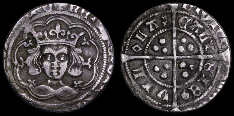 Groat Henry VI Pinecone-Mascle issue, Calais Mint, S.1875, mintmark Cross Patonc...