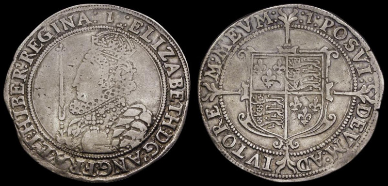 Halfcrown Elizabeth I Seventh Issue, S.2583, mintmark 1 (1601), 14.81 grammes, N...