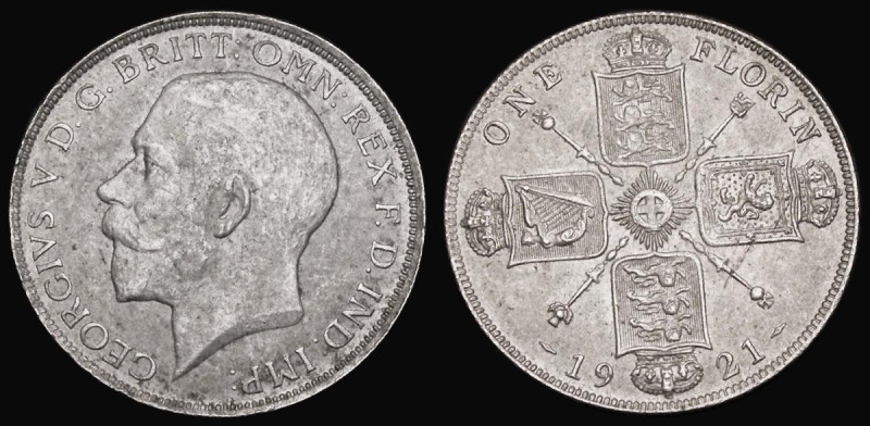 Florin 1921 ESC 940, Bull 3768, Davies 1747 dies 3F, EF/GEF with some minor tone...