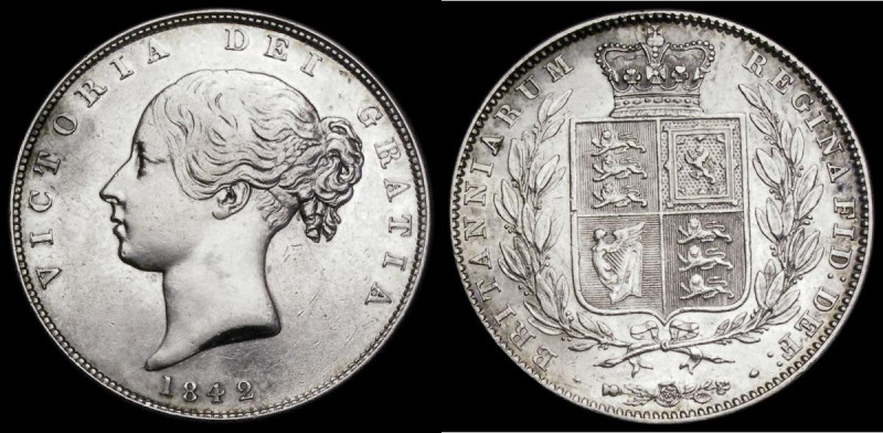 Halfcrown 1842 ESC 675, Bull 2717 GVF with some smoothing to the Queen's neck wh...