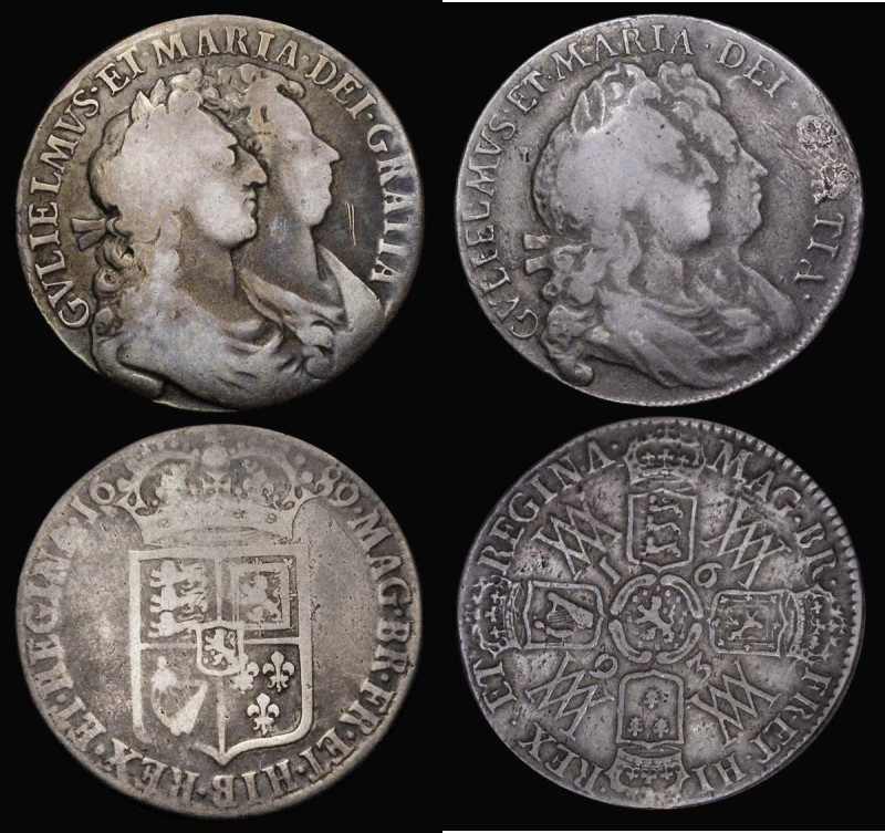 Halfcrowns (2) 1689 First Shield , frosting within the caul and interior worn, c...