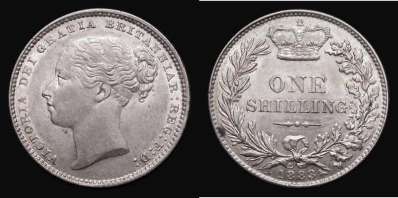 Shilling 1883 Pointed A's in obverse legend, ESC 1342, Bull 3072, Davies 920, A/...