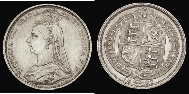 Sixpence 1887 Jubilee Head, Withdrawn type, R over V in VICTORIA, ESC 1752A, Bul...