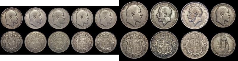 Halfcrowns and Florin (9) comprising Halfcrowns (8) 1902 VG or slightly better, ...