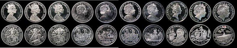 World in Silver all Crown-sized Proof issues (10) comprising Gibraltar 2005 Traf...