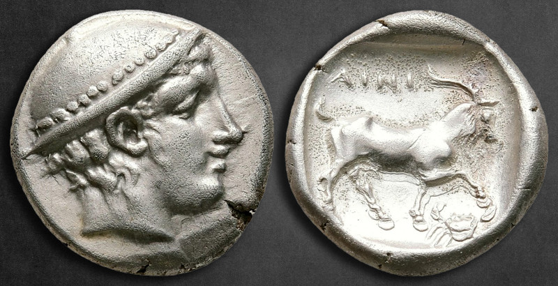 Thrace. Ainos circa 417-415 BC. 
Tetrobol AR

14 mm, 2,69 g

Head of Hermes...