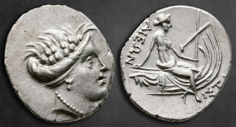 Euboea. Histiaia circa 171-168 BC.
Tetrobol AR

15 mm, 1,66 g

Wreathed hea...
