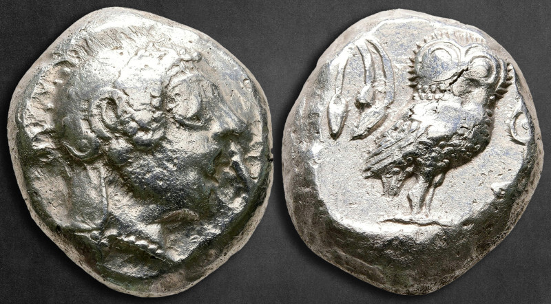 Attica. Athens circa 475-470 BC.
Tetradrachm AR

22 mm, 17,49 g

Head of At...