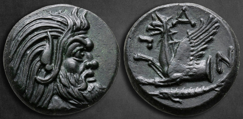 Cimmerian Bosporos. Pantikapaion circa 310-303 BC. 
Bronze Æ

21 mm, 6,05 g
...