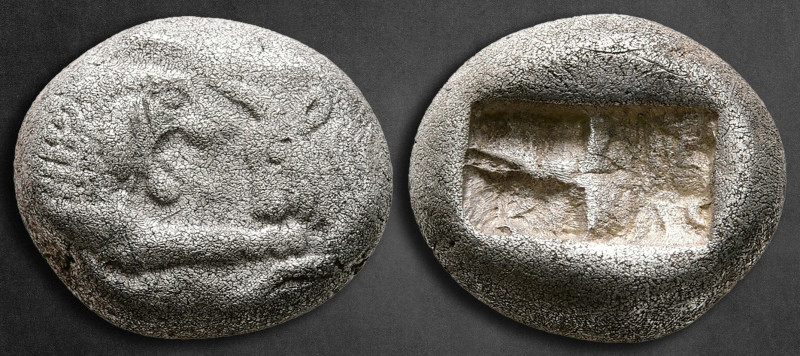 Kings of Lydia. Sardeis. Kroisos 560-546 BC. 
Siglos or Half Stater AR

15 mm...