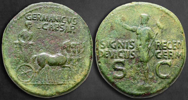 Germanicus AD 37-41. Struck under Gaius (Caligula), 37-41 AD. Rome
Dupondius Æ...
