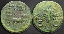 Germanicus AD 37-41. Struck under Gaius (Caligula), 37-41 AD. Rome. Dupondius Æ