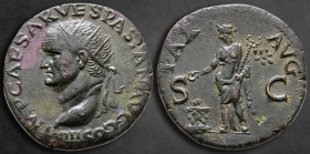 Vespasian AD 69-79. Lugdunum (Lyon). Dupondius Æ