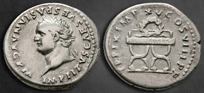 Titus, as Caesar AD 76-78. Rome
Denarius AR

19 mm, 3,32 g

IMP TITVS CAES ...