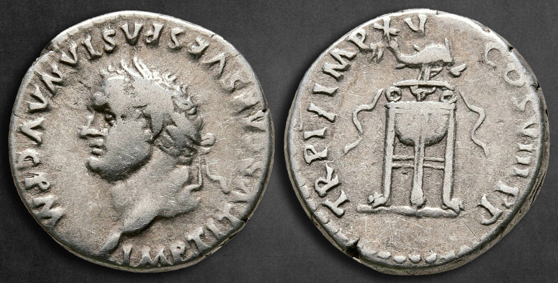 Titus, as Caesar AD 76-78. Rome
Denarius AR

18 mm, 3,41 g

IMP TITVS CAES ...