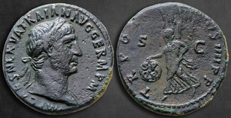 Trajan AD 98-117. Rome
As Æ

26 mm, 11,03 g

IMP CAES NERVA TRAIAN AVG GERM...