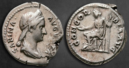 Sabina. Augusta AD 128-137. Rome. Denarius AR