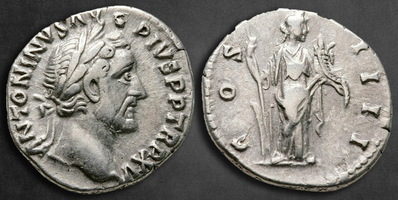 Antoninus Pius AD 138-161. Rome
Denarius AR

18 mm, 3,26 g

ANTONINVS AVG P...