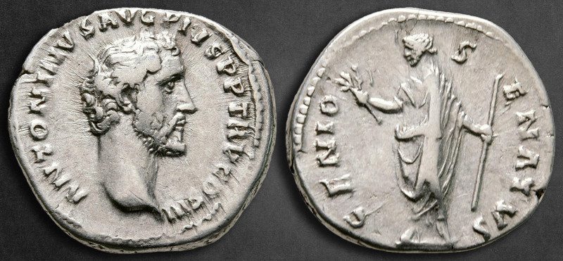 Antoninus Pius AD 138-161. Rome
Denarius AR

18 mm, 3,48 g

ANTONINVS AVG P...