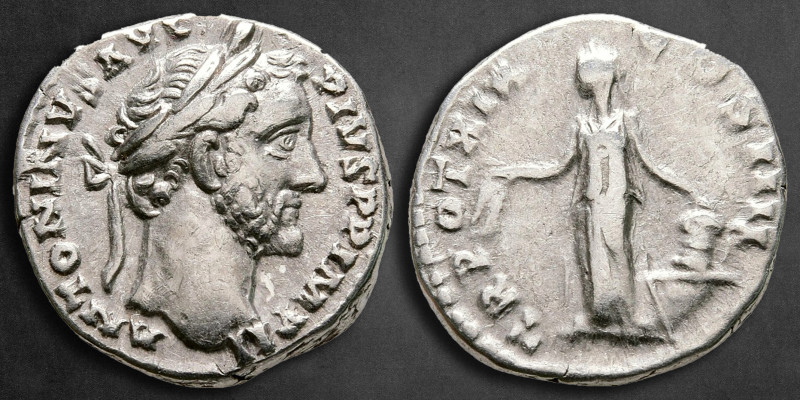 Antoninus Pius AD 138-161. Rome
Denarius AR

17 mm, 3,32 g

ANTONINVS AVG P...