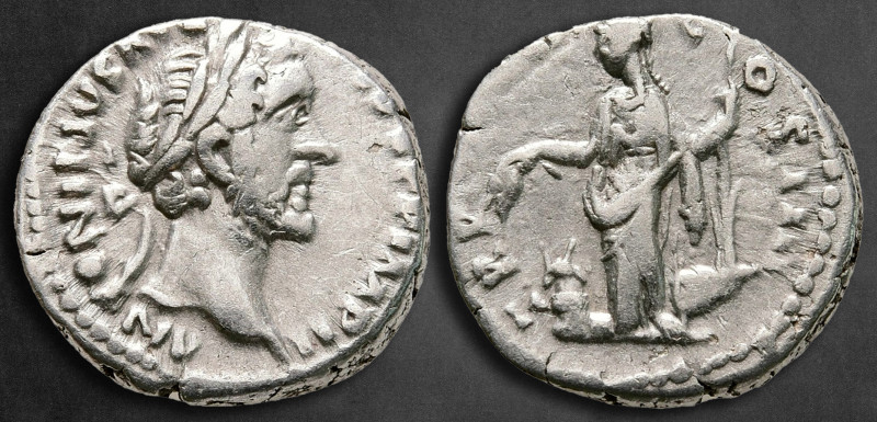 Antoninus Pius AD 138-161. Rome
Denarius AR

16 mm, 3,40 g

ANTONINVS AVG P...