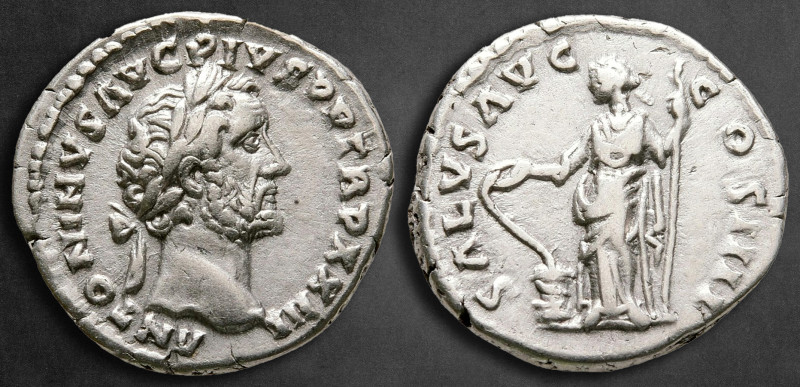 Antoninus Pius AD 138-161. Rome
Denarius AR

18 mm, 3,22 g

ANTONINVS AVG P...