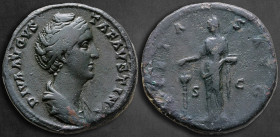 Diva Faustina I AD 140-141. Rome. Sestertius Æ
