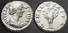 Diva Faustina II AD 175-176. Struck under Marcus Aurelius, AD 176-180. Rome. Denarius AR