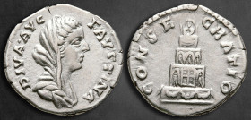 Diva Faustina II AD 175-176. Rome. Denarius AR