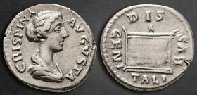 Crispina. Augusta AD 178-182. Struck AD 180. Rome. Denarius AR