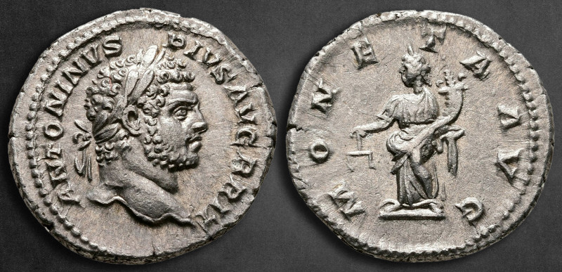 Caracalla AD 198-217. Rome
Denarius AR

19 mm, 2,81 g

ANTONINVS PIVS AVG B...
