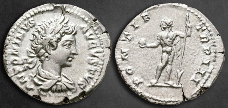Caracalla AD 198-217. Rome
Denarius AR

19 mm, 3,19 g

ANTONINVS AVGVSTVS, ...