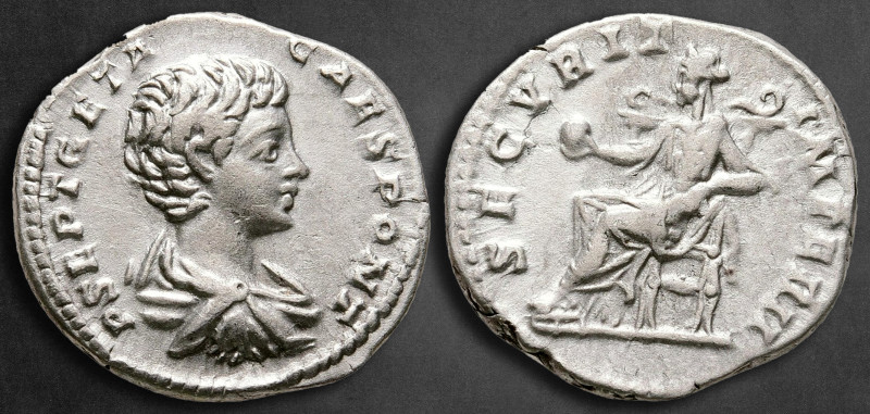 Geta, as Caesar AD 198-209. Struck AD 200-202. Rome
Denarius AR

19 mm, 3,30 ...